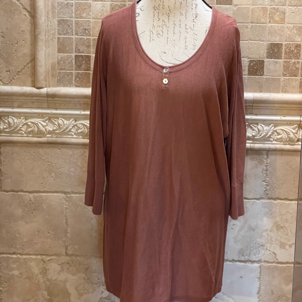 Peruvian Connection Rust Tunic Top - image 1